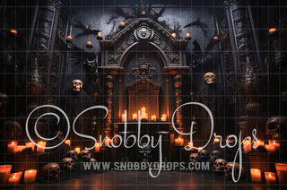 Gothic Skull Room Halloween Fabric Backdrop-Fabric Photography Backdrop-Snobby Drops Fabric Backdrops for Photography, Exclusive Designs by Tara Mapes Photography, Enchanted Eye Creations by Tara Mapes, photography backgrounds, photography backdrops, fast shipping, US backdrops, cheap photography backdrops