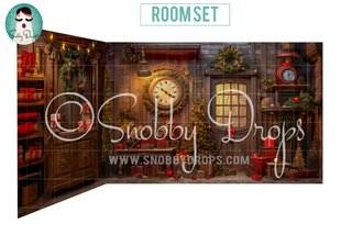 Santa's Sitting Room 2-Piece Fabric Room Set-Photography Backdrop 2P Room Set-Snobby Drops Fabric Backdrops for Photography, Exclusive Designs by Tara Mapes Photography, Enchanted Eye Creations by Tara Mapes, photography backgrounds, photography backdrops, fast shipping, US backdrops, cheap photography backdrops