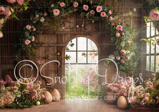 Spring Flower Barn Fabric Backdrop-Fabric Photography Backdrop-Snobby Drops Fabric Backdrops for Photography, Exclusive Designs by Tara Mapes Photography, Enchanted Eye Creations by Tara Mapes, photography backgrounds, photography backdrops, fast shipping, US backdrops, cheap photography backdrops