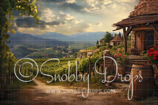 Vineyard Home Fabric Backdrop-Fabric Photography Backdrop-Snobby Drops Fabric Backdrops for Photography, Exclusive Designs by Tara Mapes Photography, Enchanted Eye Creations by Tara Mapes, photography backgrounds, photography backdrops, fast shipping, US backdrops, cheap photography backdrops