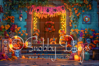 Dia de los Muertos Glowing Candles Wall Backdrop