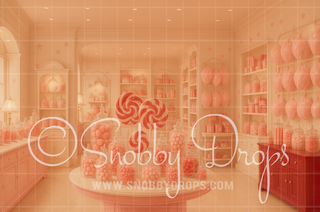 Swirls and Sweets Candy Shop Fabric Backdrop