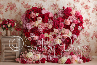 Rose Heart Valentine Fabric Backdrop