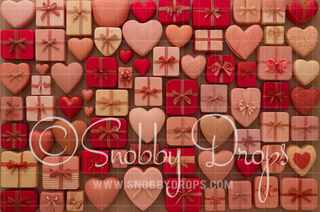 Valentine Gifts and Bows Valentine Fabric Backdrop