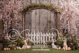 Easter Cherry Blossoms Spring Fabric Backdrop