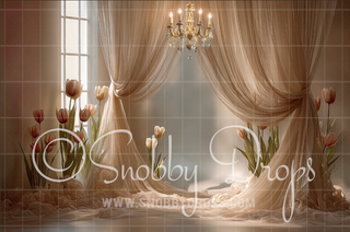 Spring Tulips Draped Fabrics Maternity Fabric Backdrop