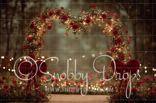Rose Arch with Bokeh Valentine Fabric Backdrop