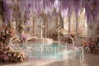 Wisteria Fountain Spring Summer Fabric Backdrop