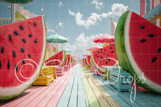 Watermelon Boardwalk Fabric Backdrop