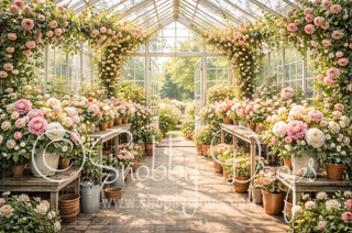 Spring Greenhouse Fabric Backdrop