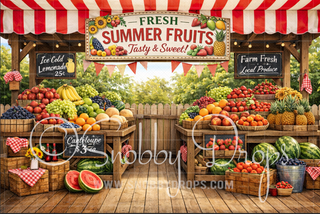 Fresh Fruit Stand Fabric Backdrop