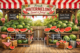 Sweet and Juicy Watermelon Stand Fabric Backdrop