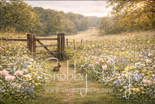 Gated Spring Meadow Fabric Backdrop