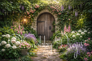 Secret Garden Door Fabric Backdrop