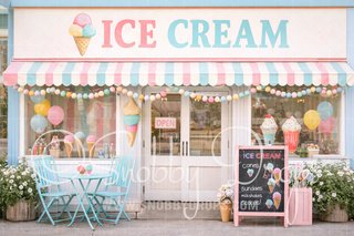 Pastel Ice Cream Shop Fabric Backdrop