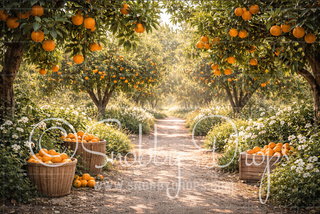 Orange Grove Summer Fabric Backdrop