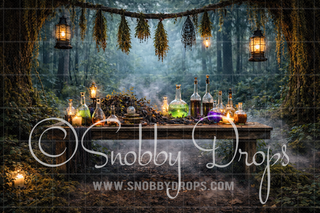 Witch's Potion Table Fabric Backdrop
