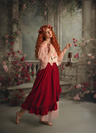 Rose Castle Painterly Fine Art Fabric Backdrop Sweep