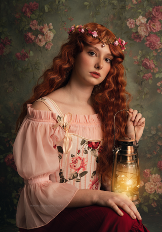 Envious Rose Painterly Fine Art Fabric Backdrop Sweep