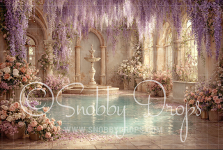 Wisteria Fountain Spring Summer Fabric Backdrop