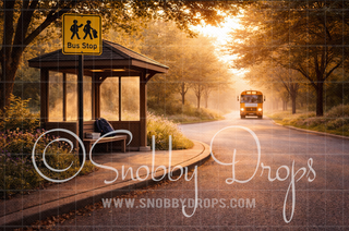 Bus Stop Back to School Fabric Backdrop