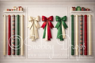 Paper and Bows Christmas Fabric Backdrop