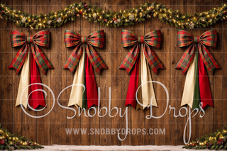 Cozy Bows Christmas Fabric Backdrop