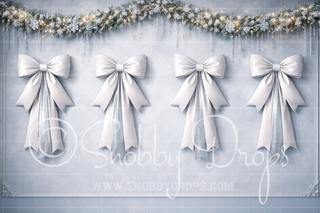 Frozen Bows Christmas Fabric Backdrop