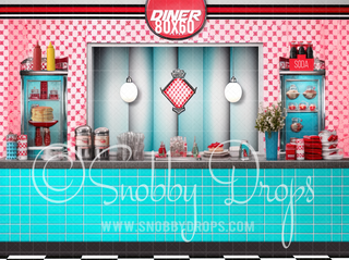 50s Diner Fabric Backdrop-Fabric Photography Backdrop-Snobby Drops Fabric Backdrops for Photography, Exclusive Designs by Tara Mapes Photography, Enchanted Eye Creations by Tara Mapes, photography backgrounds, photography backdrops, fast shipping, US backdrops, cheap photography backdrops