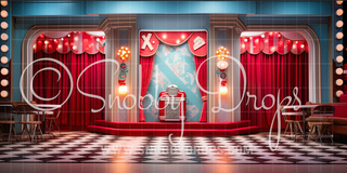 50s Sock Hop Theater Fabric Event Backdrop-Fabric Photography Backdrop-Snobby Drops Fabric Backdrops for Photography, Exclusive Designs by Tara Mapes Photography, Enchanted Eye Creations by Tara Mapes, photography backgrounds, photography backdrops, fast shipping, US backdrops, cheap photography backdrops
