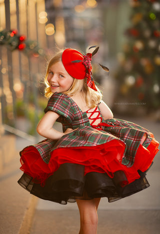 Plaid Bow and Berries Christmas Fascinator-Accessories-Snobby Drops Fabric Backdrops for Photography, Exclusive Designs by Tara Mapes Photography, Enchanted Eye Creations by Tara Mapes, photography backgrounds, photography backdrops, fast shipping, US backdrops, cheap photography backdrops