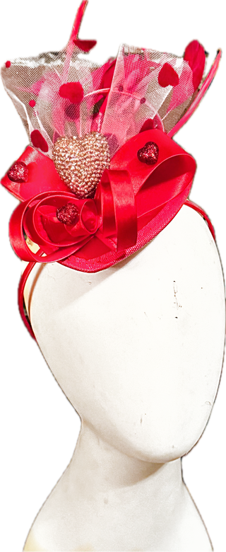 Hearts and Tulle Valentine Fascinator-Accessories-Snobby Drops Fabric Backdrops for Photography, Exclusive Designs by Tara Mapes Photography, Enchanted Eye Creations by Tara Mapes, photography backgrounds, photography backdrops, fast shipping, US backdrops, cheap photography backdrops