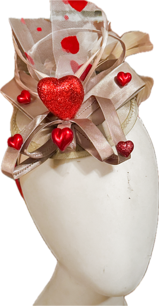 Hearts and Tulle Valentine Fascinator-Accessories-Snobby Drops Fabric Backdrops for Photography, Exclusive Designs by Tara Mapes Photography, Enchanted Eye Creations by Tara Mapes, photography backgrounds, photography backdrops, fast shipping, US backdrops, cheap photography backdrops