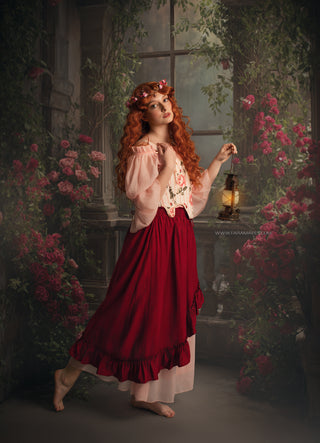 The Rose House Painterly Fine Art Fabric Backdrop Sweep