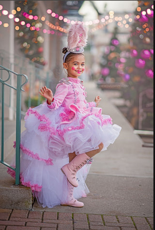 Pink Peppermint Faux Fur Nutcracker Hat-Accessories-Snobby Drops Fabric Backdrops for Photography, Exclusive Designs by Tara Mapes Photography, Enchanted Eye Creations by Tara Mapes, photography backgrounds, photography backdrops, fast shipping, US backdrops, cheap photography backdrops