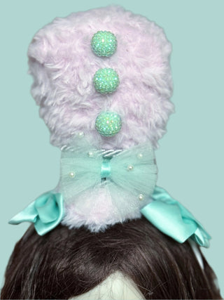 Hand Crocheted Pastel Faux Fur Nutcracker Hat-Accessories-Snobby Drops Fabric Backdrops for Photography, Exclusive Designs by Tara Mapes Photography, Enchanted Eye Creations by Tara Mapes, photography backgrounds, photography backdrops, fast shipping, US backdrops, cheap photography backdrops