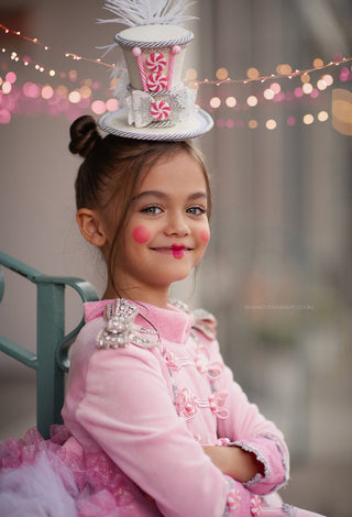 Pink Peppermint Nutcracker Top Hat-Accessories-Snobby Drops Fabric Backdrops for Photography, Exclusive Designs by Tara Mapes Photography, Enchanted Eye Creations by Tara Mapes, photography backgrounds, photography backdrops, fast shipping, US backdrops, cheap photography backdrops