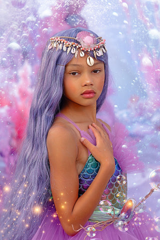 Shimmery Shells Purple Mermaid Crown-Accessories-Snobby Drops Fabric Backdrops for Photography, Exclusive Designs by Tara Mapes Photography, Enchanted Eye Creations by Tara Mapes, photography backgrounds, photography backdrops, fast shipping, US backdrops, cheap photography backdrops