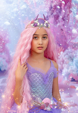 Shimmery Shells Pink Circlet Mermaid Crown-Accessories-Snobby Drops Fabric Backdrops for Photography, Exclusive Designs by Tara Mapes Photography, Enchanted Eye Creations by Tara Mapes, photography backgrounds, photography backdrops, fast shipping, US backdrops, cheap photography backdrops