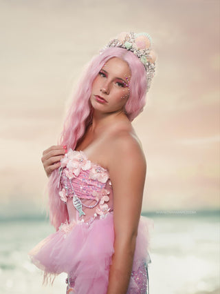 Pearls and Shells Mermaid Crown-Accessories-Snobby Drops Fabric Backdrops for Photography, Exclusive Designs by Tara Mapes Photography, Enchanted Eye Creations by Tara Mapes, photography backgrounds, photography backdrops, fast shipping, US backdrops, cheap photography backdrops