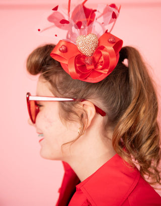 Hearts and Tulle Valentine Fascinator-Accessories-Snobby Drops Fabric Backdrops for Photography, Exclusive Designs by Tara Mapes Photography, Enchanted Eye Creations by Tara Mapes, photography backgrounds, photography backdrops, fast shipping, US backdrops, cheap photography backdrops