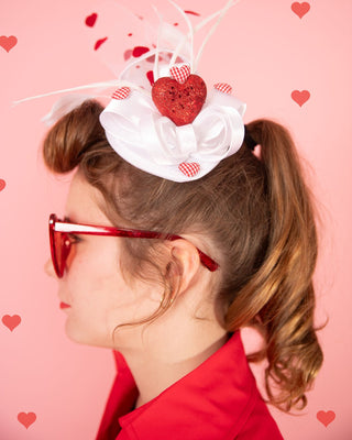 Hearts and Tulle Valentine Fascinator-Accessories-Snobby Drops Fabric Backdrops for Photography, Exclusive Designs by Tara Mapes Photography, Enchanted Eye Creations by Tara Mapes, photography backgrounds, photography backdrops, fast shipping, US backdrops, cheap photography backdrops