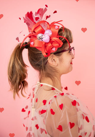 Hearts and Tulle Valentine Fascinator-Accessories-Snobby Drops Fabric Backdrops for Photography, Exclusive Designs by Tara Mapes Photography, Enchanted Eye Creations by Tara Mapes, photography backgrounds, photography backdrops, fast shipping, US backdrops, cheap photography backdrops