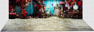 Alice in Wonderland Curious Door Fabric Event Backdrop-Fabric Photography Event Backdrop-Snobby Drops Fabric Backdrops for Photography, Exclusive Designs by Tara Mapes Photography, Enchanted Eye Creations by Tara Mapes, photography backgrounds, photography backdrops, fast shipping, US backdrops, cheap photography backdrops