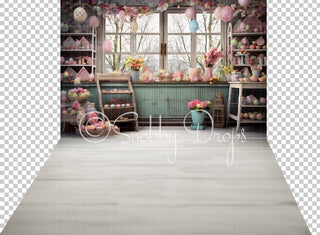 Pastel Easter Shop Interior Fabric Backdrop-Fabric Photography Backdrop-Snobby Drops Fabric Backdrops for Photography, Exclusive Designs by Tara Mapes Photography, Enchanted Eye Creations by Tara Mapes, photography backgrounds, photography backdrops, fast shipping, US backdrops, cheap photography backdrops