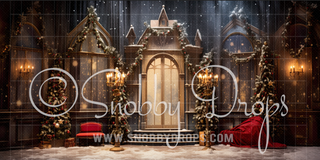 A Christmas Carol Theater Fabric Event Backdrop-Fabric Photography Backdrop-Snobby Drops Fabric Backdrops for Photography, Exclusive Designs by Tara Mapes Photography, Enchanted Eye Creations by Tara Mapes, photography backgrounds, photography backdrops, fast shipping, US backdrops, cheap photography backdrops