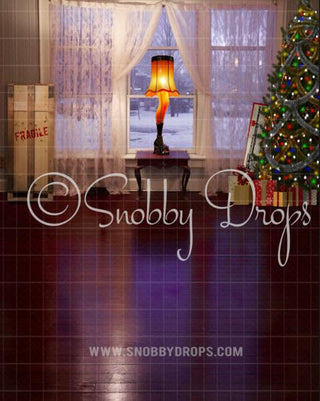 A Christmas Story Living Room Fabric Backdrop Wee Sweep-Fabric Photography Wee Sweep-Snobby Drops Fabric Backdrops for Photography, Exclusive Designs by Tara Mapes Photography, Enchanted Eye Creations by Tara Mapes, photography backgrounds, photography backdrops, fast shipping, US backdrops, cheap photography backdrops