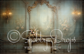 Aged Victorian Room Fabric Backdrop-Fabric Photography Backdrop-Snobby Drops Fabric Backdrops for Photography, Exclusive Designs by Tara Mapes Photography, Enchanted Eye Creations by Tara Mapes, photography backgrounds, photography backdrops, fast shipping, US backdrops, cheap photography backdrops