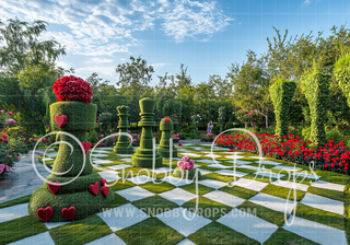 Alice Chess Garden Path Fabric Backdrop-Fabric Photography Backdrop-Snobby Drops Fabric Backdrops for Photography, Exclusive Designs by Tara Mapes Photography, Enchanted Eye Creations by Tara Mapes, photography backgrounds, photography backdrops, fast shipping, US backdrops, cheap photography backdrops