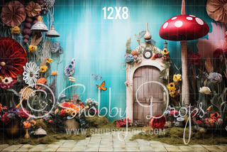 Alice in Wonderland Door Themed Fabric Backdrop-Fabric Photography Backdrop-Snobby Drops Fabric Backdrops for Photography, Exclusive Designs by Tara Mapes Photography, Enchanted Eye Creations by Tara Mapes, photography backgrounds, photography backdrops, fast shipping, US backdrops, cheap photography backdrops